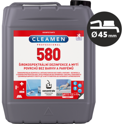 CLEAMEN 580 concentrate širokospektrálna dezinfekcia a umývanie povrchov bez farbív a parfumov